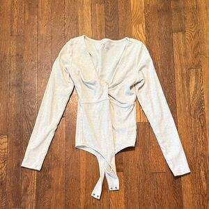 Aerie Cream Long Sleeve Bodysuit